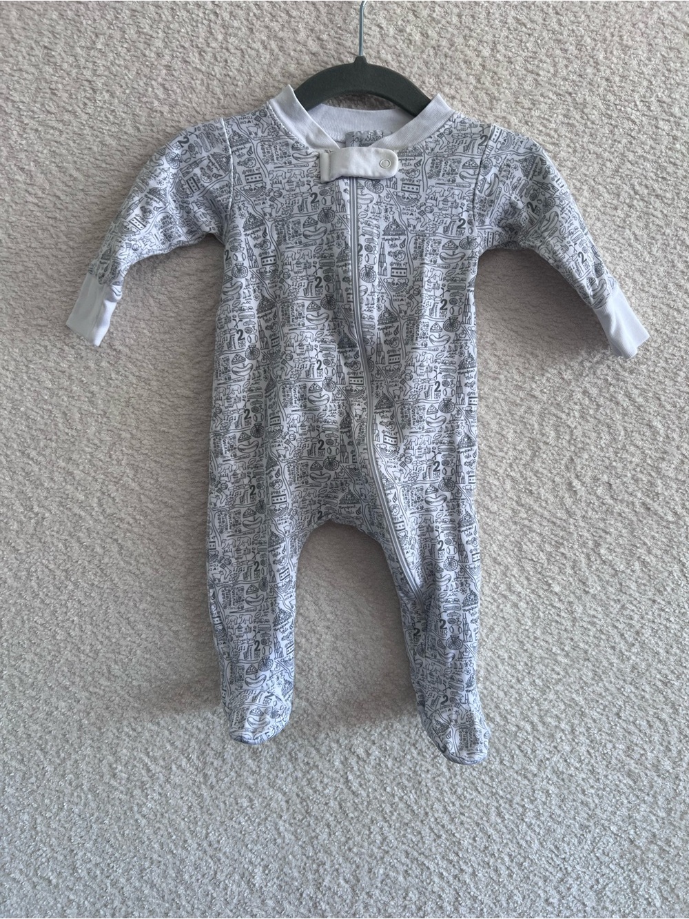 Joy‎ Street Baby 100% Pima Cotton One Piece Chicago Pajamas Size 0-3 Months
